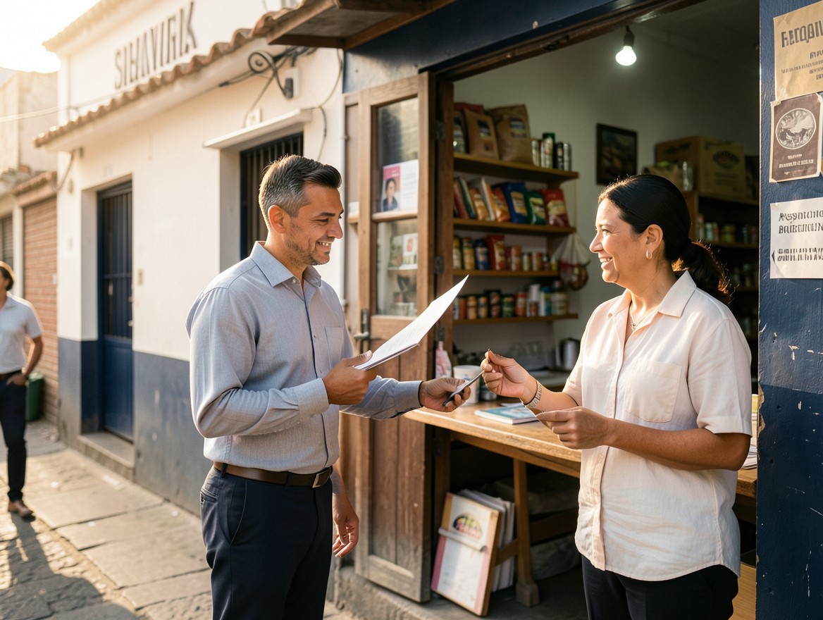 Emprendedor conversando sobre opciones de financiación para su negocio